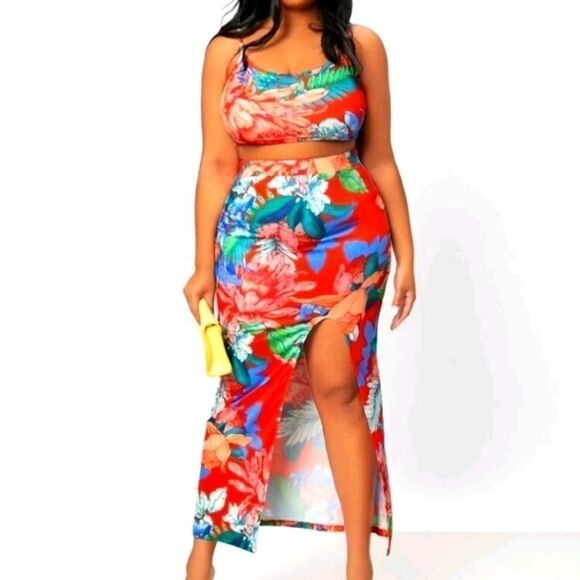 NWT 2PC PRINTED SKIRT SET SZ 2X - Picture 1 of 5